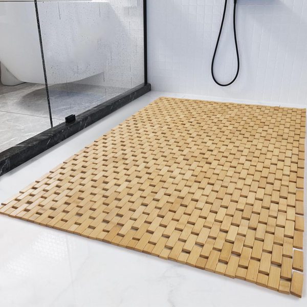 manufacturer direct hombys 100% bamboo shower mat for shower stall tub 34x17 inch, non slip bath mat bathroom accessories, large mats for shower and bathroom, quick drying trade price
