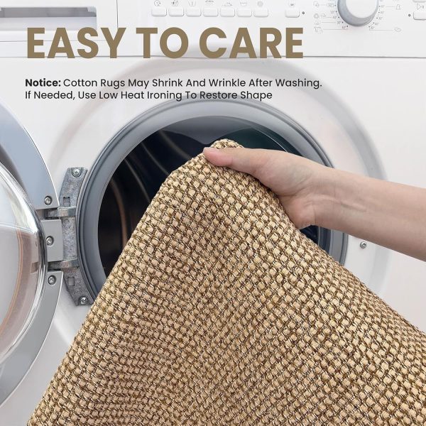 global sourcing earthall boho area rug 2x3 ft washable rugs for entryway braided throw rugs with rubber backing door mat indoor outdoor entrance small cotton woven carpet for kitchen foyer front door, tan/brown oem/odm services