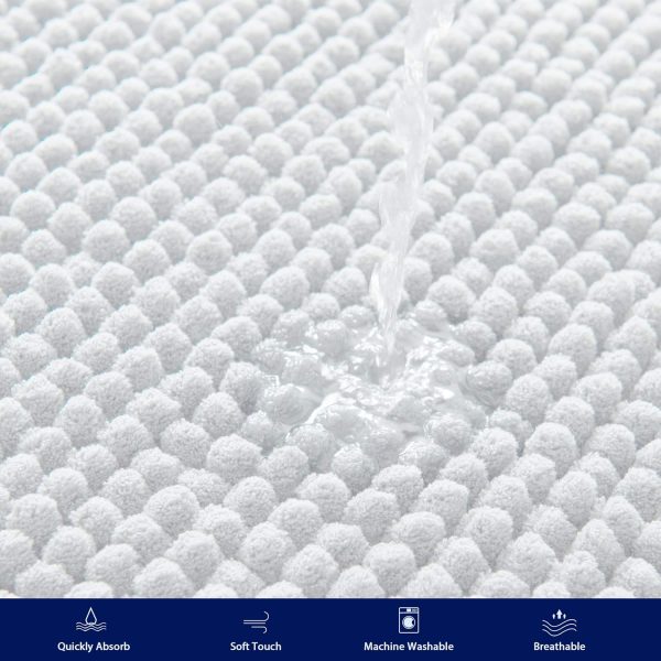 global sourcing subrtex bathroom rugs chenille bath rug soft short plush bath mat soft shower mat water absorbent shower mat quick dry machine washable(white,16" x 24") oem/odm services