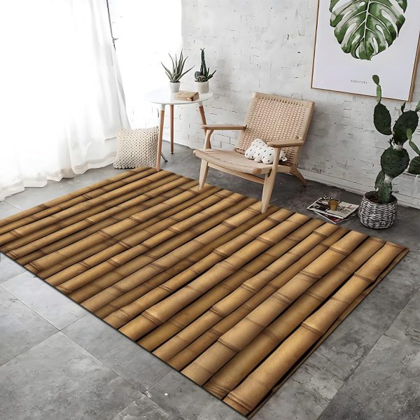 manufacturer direct retro area rug brown bamboo raft 4x6ft non-slip carpet, printed pattern carpet for living dining room dorm room bedroom home décor washable rugs trade price