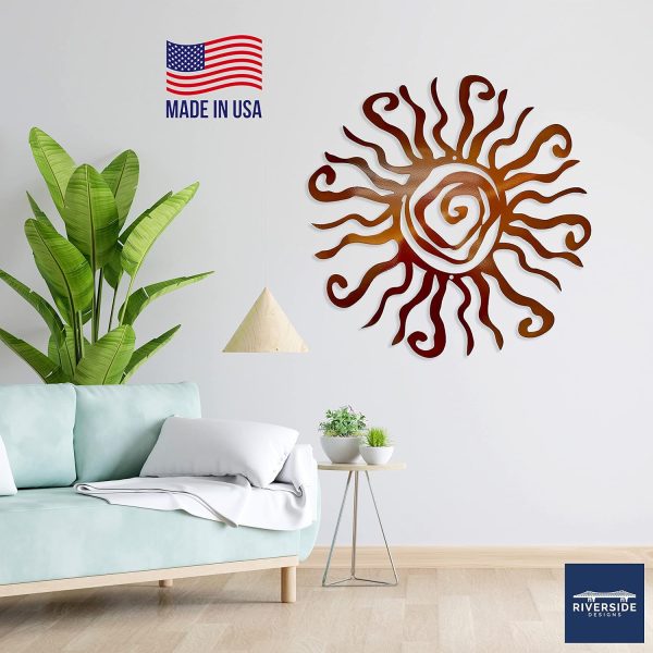 bulk purchase wacky sun metal wall art indoor/outdoor decor - 12" copper rust proof wall sculpture - made in usa - ideal for bedroom, garden, home, patio and farmhouse trade price