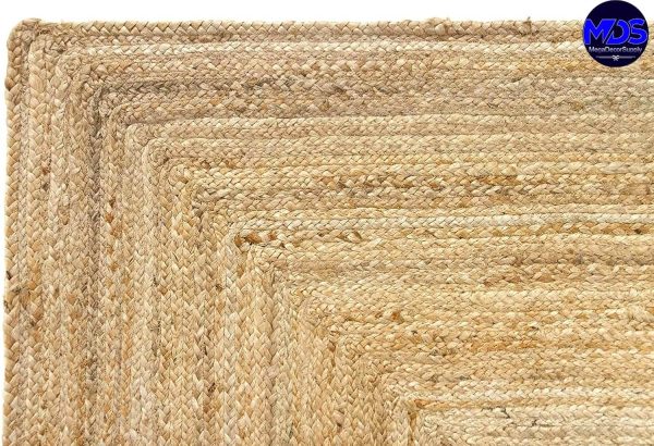 manufacturer direct mds hand woven jute area rug 2x4 feet - natural burlap braided reversible rectangular rugs for thanksgiving halloween christmas living room home entryway decor rustic farmhouse (2'x4') trade price