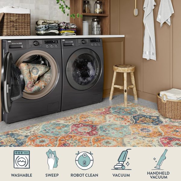 global sourcing lahome moroccan trellis area rug, 2x3 entry rug non-slip washable indoor door mat, small oriental accent throw rug for bedroom kitchen entryway bathroom (cream, 2x3ft) oem/odm services