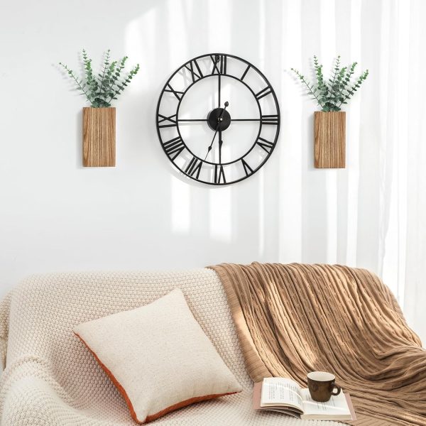bulk purchase dahey 2 pack wood wall planter vase with artificial eucalyptus farmhouse wall hanging decor pocket planter for indoor fake plants greenery flowers, livingroom bedroom kitchen home office decoration trade price