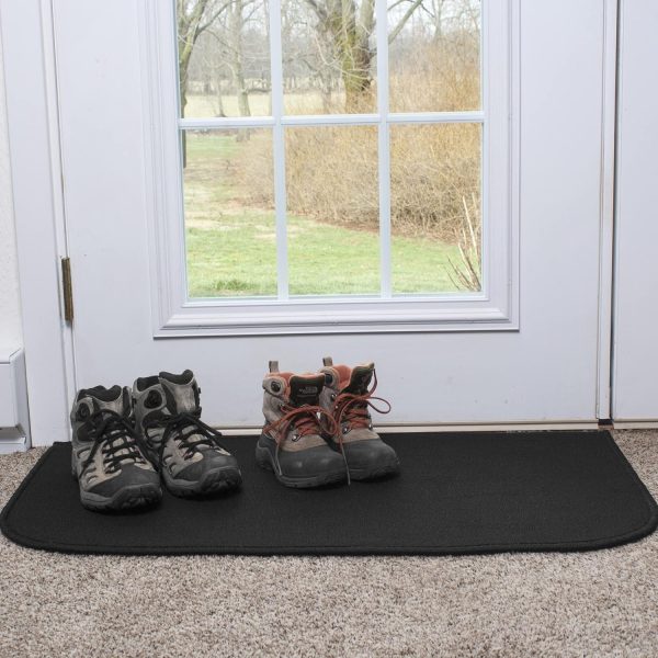global sourcing ritz solid accent rug: 18" x 30" stain resistant kitchen or living room floor mat - non-slip latex backing, machine washable, black oem/odm services