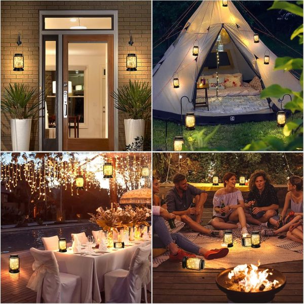 custom wholesale mlambert 4 pack solar hanging lantern with stakes, outdoor waterproof solar mason jar fairy string lights decorative vintage glass lamp-warm white oem/odm services