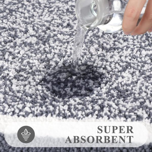 global sourcing pauwer bathroom rug mat set 3 piece, microfiber shaggy bath set, non-slip ultra soft carpet mats, absorbent with u-shaped toilet for bathroom, tub, shower, dark grey oem/odm services