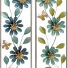 factory direct deco 79 metal floral home wall decor wall sculpture with silver frame, set of 2 wall art 12" x 2" x 35", green volume discount