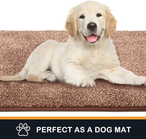 manufacturer direct purrugs dirt trapper door mat 24" x 35.5", non-slip machine washable entry rug, shoe scraper, dog door mat, super absorbent welcome mat for front & back door, muddy shoes & paws, brown-light cream trade price