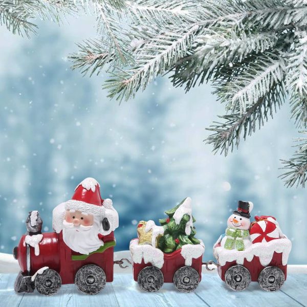 dropship from factory hodao christmas decorations indoor home decor christmas small train figurines winter for table top centerpiece fireplace decor cute christmas train decoration gift (red train) mass production supply
