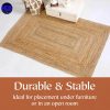 manufacturer direct mds hand woven jute area rug 2x4 feet - natural burlap braided reversible rectangular rugs for thanksgiving halloween christmas living room home entryway decor rustic farmhouse (2'x4') trade price