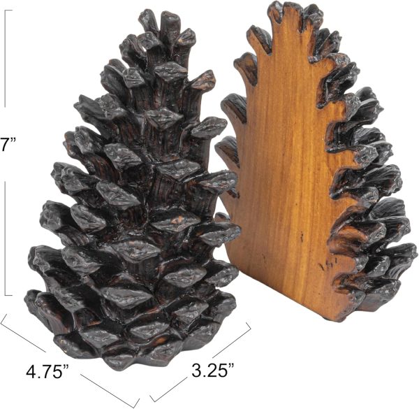 supplier direct creative co-op pinecone shaped resin bookends (set of 2 pieces) wholesale prices