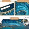 wholesale direct maoname plastic decorative tray, marbling tray with handles, rectangular coffee table tray, serving tray for ottoman, bathroom, 15.7” x 11.8”, blue bulk purchase at factory prices