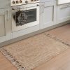global sourcing collive small bathroom rug, 2' x 3' hand-woven low profile front entryway rug, tan cotton reversible washable kitchen mat modern farmhouse carpet for foyer bedroom back door decor oem/odm services