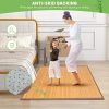 manufacturer direct giantex 5’ x 8’ bamboo area rugs - floor mat with anti-slip backing, durable roll-up floor rug, 60” x 96” indoor mat rug for dining room, living room, bedroom, entryway, bamboo carpet (modern) trade price