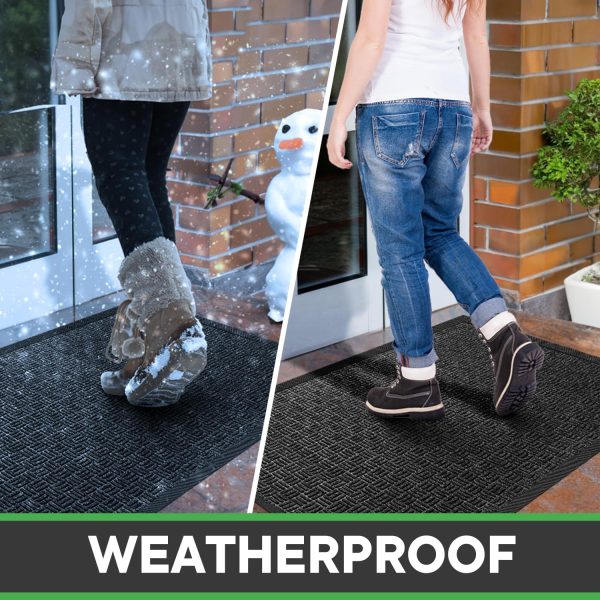 global sourcing mibao front door mat, heavy duty durable welcome mat for outdoor indoor, dirt trapper waterproof super absorbent door mat for entryway outside patio porch, 29.5" x 17", grey oem/odm services