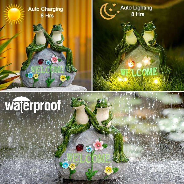 dropship from factory nacome solar garden outdoor statues frog with succulent and 7 led lights - lawn decor figurine for patio, balcony, yard ornament - unique housewarming gifts mass production supply