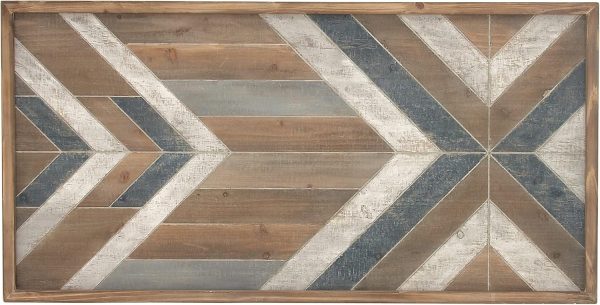 bulk purchase deco 79 wooden geometric handmade home wall decor southwestern wall sculpture, wall art 46" x 1" x 23", multi colored trade price