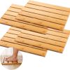 manufacturer direct 4 pcs summer bamboo bath mat sturdy waterproof bamboo shower mat natural wood bath mat wooden bathroom carpet for doorway bathroom kitchen indoor or outdoor spaces use, 21.26 x 14.17 inches trade price