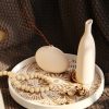 wholesale direct hanobe decorative serving tray round: farmhouse coffee table tray for ottoman boho wooden centerpiece rustic white washed mandala home decor living dining room kitchen counter display bulk purchase at factory prices