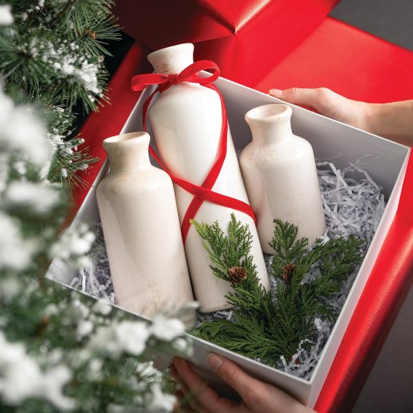 oem/odm services sullivans white ceramic vase set, farmhouse decor, home decorative vase, vases for your kitchen, bedroom, office, living room, bathroom, & shelf centerpiece table decorations (cm2333) affordable bulk deals