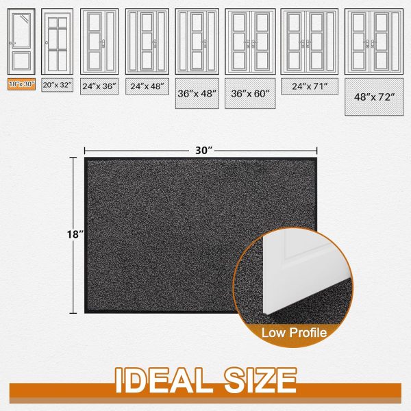 global sourcing mibao dirt trapper door mat for indoor&outdoor, 17" x 29.5", black&gray, washable barrier door mat, heavy duty non-slip entrance rug shoes scraper, super absorbent front door mat carpet oem/odm services