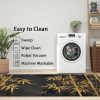 manufacturer direct bamboo rugs for living room - bamboo rug, 2x3 rug, gold bamboo leaf botanical area rug, rustic asian black door mat, washable & non slip & soft small carpet, bamboo home decor gifts trade price