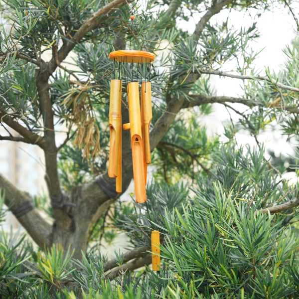 producer to buyer mumtop bamboo wind chimes, outdoor wooden wind chime with amazing deep tone for garden, patio, home or outdoor decor discounted pricing