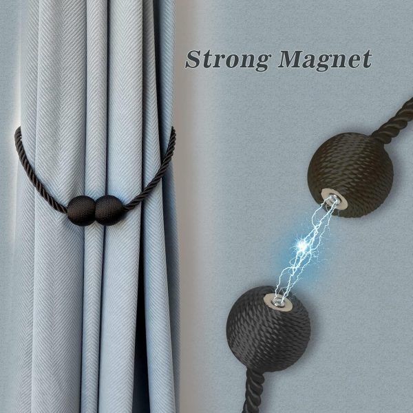 bulk purchase hion magnetic curtain tiebacks black 2pcs, curtain tiebacks buckles holdbacks holders hooks clip for home outdoor bedroom office decorative curtain factory discount