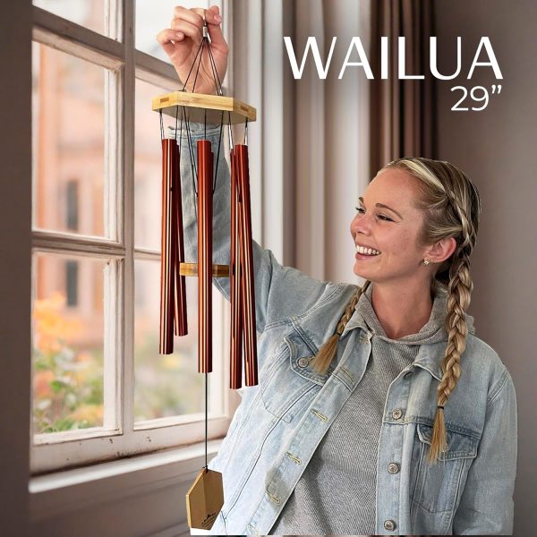 producer to buyer upblend outdoors wind chimes for outside - deep tone wind chimes, windchimes outdoors, memorial, sympathy, loss of loved one, gifts for women, ideas for mom, grandma, outdoor porch, 29" copper red discounted pricing
