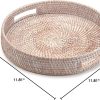 wholesale direct coffee table tray round rattan ottoman tray woven serving trays with handles for home and kitchen decorative white (large 14 inch x 2.8 inch) bulk purchase at factory prices