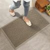 global sourcing sturdy front door mat, absorbent muddy dirt resist welcome door mats outdoor indoor, stain and fade resistant, non-slip rubber backing low profile doormat for entryway, 30×17, beige oem/odm services