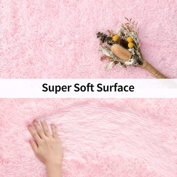 global sourcing merelax soft modern indoor shaggy area rug for bedroom livingroom dorm kids room home decorative, non-slip plush fluffy furry fur rugs comfy nursery accent floor carpet 2x3 feet, pink oem/odm services