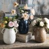 oem/odm services white ceramic vase with 2 handles, modern farmhouse vase for home decor, rustic terracotta vase, decorative pottery flower vase, clay samll vase, centerpieces for dining table - 7 inch tall affordable bulk deals