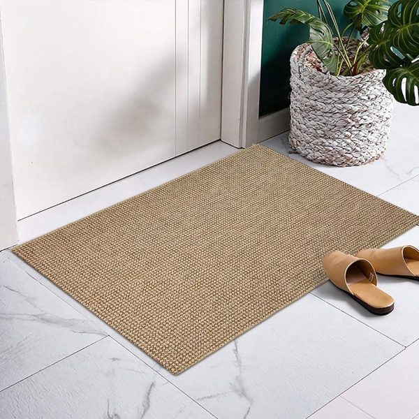 global sourcing earthall boho area rug 2x3 ft washable rugs for entryway braided throw rugs with rubber backing door mat indoor outdoor entrance small cotton woven carpet for kitchen foyer front door, tan/brown oem/odm services