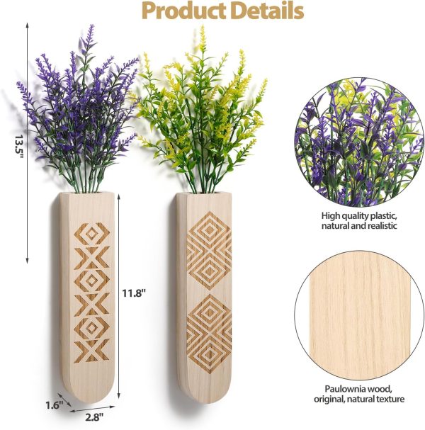 bulk purchase wall planter with artificial flowers, boho wall decor for living room, bedroom, farmhouse decor, wooden wall decorations, 4 pack wood wall vase with hanging plants trade price