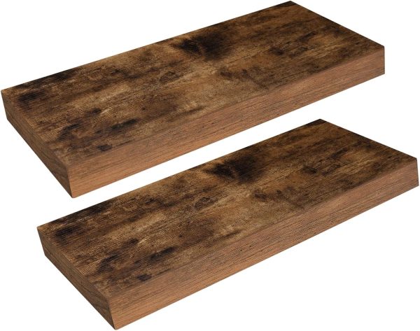 bulk purchase hoobro floating shelves, wall shelf set of 2, 15.7 inch hanging shelf with invisible brackets, for wall decor in bathroom, bedroom, toilet, kitchen, living room, office, rustic brown bf40bj01 trade price