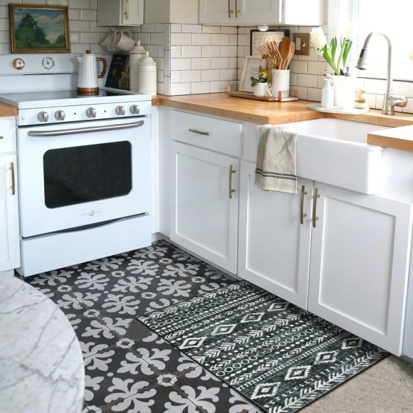 global sourcing lahome boho moroccan throw rug,washable black white 2x3 entryway rug non slip,low-pile soft bath mat rustic tribal kitchen farmhouse rugs for entry front door (2x3ft) oem/odm services