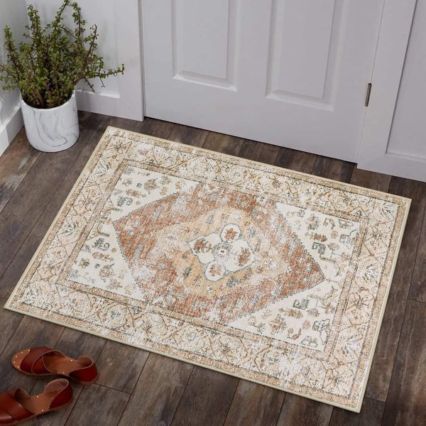 global sourcing lahome boho kitchen rugs washable - 2x3 small non-slip entry rugs for inside house oriental throw area rugs for bedroom accent distressed floor doormat carpet for bathroom entryway laundry living room oem/odm services