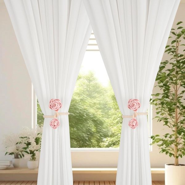 bulk purchase suq i ome 2 pieces of handmade artificial flower curtain holdbacks clips window drape twist tie backs for women, girls bedroom decorative draperies holdbacks (pink) factory discount