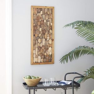 bulk purchase deco 79 teak wood abstract handmade home wall decor carved faces wall sculpture, wall art 14" x 1" x 31", brown trade price