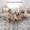 global sourcing 2x3 rug washable boho rug soft small area rug non-slip non-shedding faux wool vintage rug for door mat, kitchen, floor, entryway, powder room (grey and brown) oem/odm services