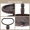 wholesale direct mustry rustic wooden 2 tiered tray, round farmhouse kitchen table decor serving tier tray, food fruits cupcake display coffee bar home party seasonal decorations (brown) bulk purchase at factory prices