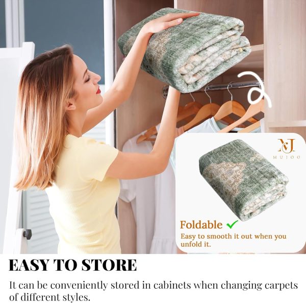 global sourcing mujoo green area rug small rugs boho machine washable rugs non slip for entryway kitchen bathroom bedroom vintage soft low-pile 2'x3' flowers oem/odm services