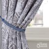 bulk purchase home queen hand braided curtain tie back, buckle holdback drapery curtain tiebacks, 2 rope belt curtain tie with 2 metal hooks, navy and silver factory discount