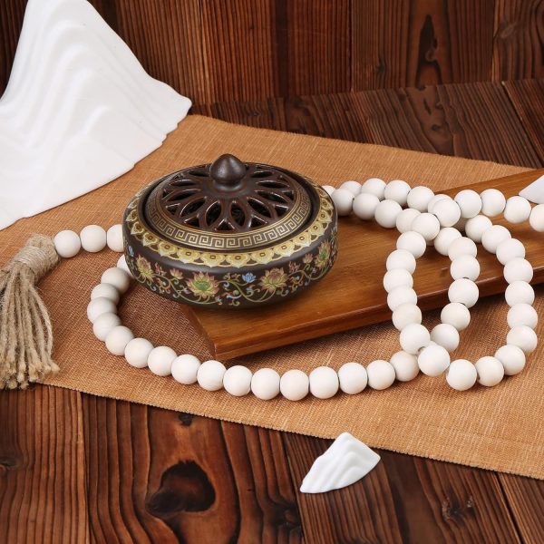 bulk purchase farmhouse beads 58in wood bead garland with tassels rustic country decor prayer boho beads big wall hanging decor trade price