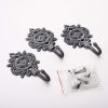 competitive pricing ambipolar indian leaf hook antique decorative vintage style heavy duty wall coat hooks pack of 3 .(matt grey) one-stop wholesale