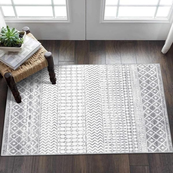 global sourcing moroccan washable rug, 2x3 grey rug non-slip small distressed entryway rug, soft low-pile bedroom rug indoor doormat carpet rugs for entryway kitchen bathroom oem/odm services