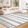 manufacturer direct bestsweetie 8x10 area rug for living room washable rug moroccan farmhouse neutral geometric soft low pile non-slip water repellent rug for dining room bedroom black/brown/navy trade price