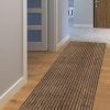 manufacturer direct ayoha runner rug 2' x 6' indoor/outdoor carpet runners, hallway kitchen entryway bedroom area rugs with natural non-slip rubber backing, garage mat, brown/brown strip (available for custom sizes) trade price